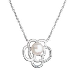 Perlový náhrdelník s pravou riečnou perlou biela kytička 22034.1
