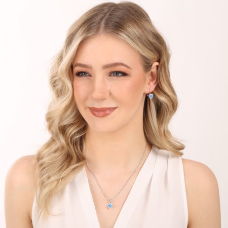 Súprava šperkov so syntetickým opálom a krištáľmi Preciosa náušnice a prívesok modré srdce 39161.1 Blue s. Opal