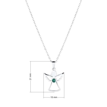 Ocelový náhrdelník anděl se Swarovski krystaly zelený 42043.3