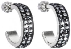 Strieborné náušnice kruhy s kryštálmi Swarovski čierny polkruh 31119.5 Hematite