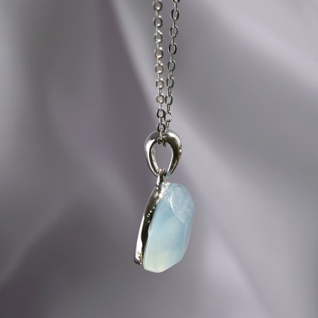 Strieborný náhrdelník s akvamarínom 12165.3