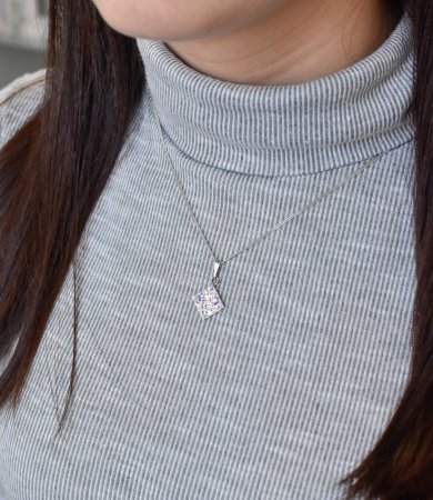 Sada šperkov s kryštálmi Swarovski náušnice, retiazka a prívesok ab efekt kosoštvorec 39126.2 AB