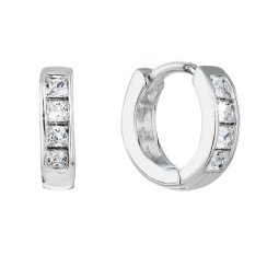 Stříbrné náušnice kruhy se zirkonem v bílé barvě 11334.1