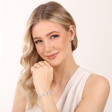 Strieborný náramok so Swarovski kryštálmi ab efekt 33047.2