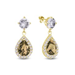 Strieborné náušnice visiace s kryštálmi Swarovski Elements Briselle KCPG4320LCTC Light Topaz
