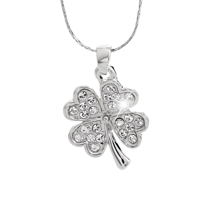 Náhrdelník čirý se Swarovski Elements Čtyřlístek Krystal
