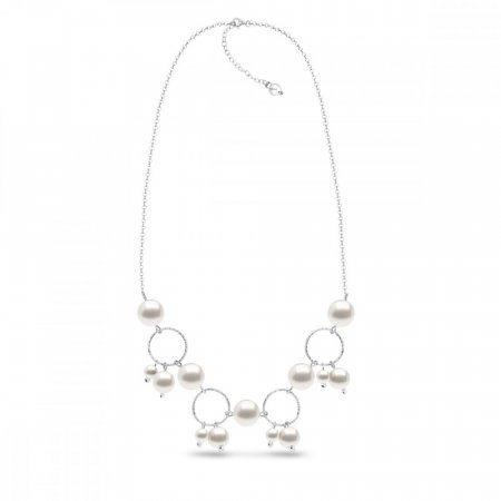 Stříbrný náhrdelník bílý perlový Satellite NF5810W White Pearl