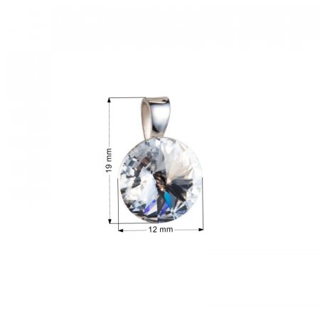 Stříbrný přívěsek s krystaly Swarovski bílý kulatý-rivoli 34112.1 Krystal