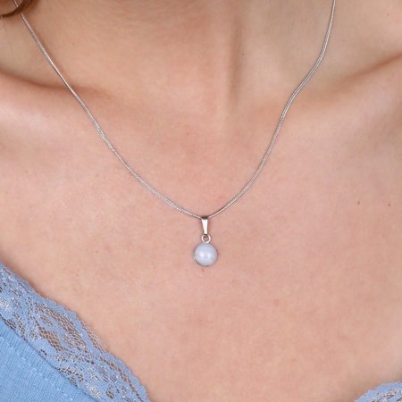 Strieborný prívesok s pravým minerálnym kameňom 14033.3 Achát Blue Lace