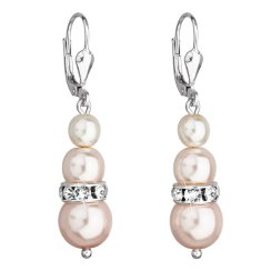 Strieborné náušnice visiace s kryštálmi Swarovski ružovej okrúhle 31150.3 Rosaline