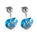 Náušnice se Swarovski Elements srdíčko Aqua 10 mm
