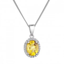 Strieborný náhrdelník luxusný s pravým minerálnym kameňom žltý 12086.3 citrine