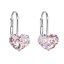 Stříbrné náušnice visací s krystaly Swarovski růžové srdce 31125.9 Light Rose Opal