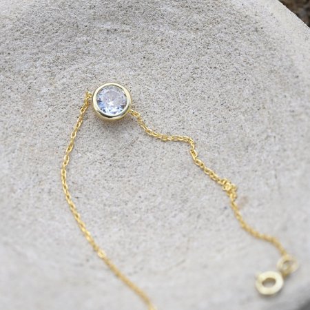 Pozlátený náramok retiazka s jedným zirkónom 13025.1 Au plating