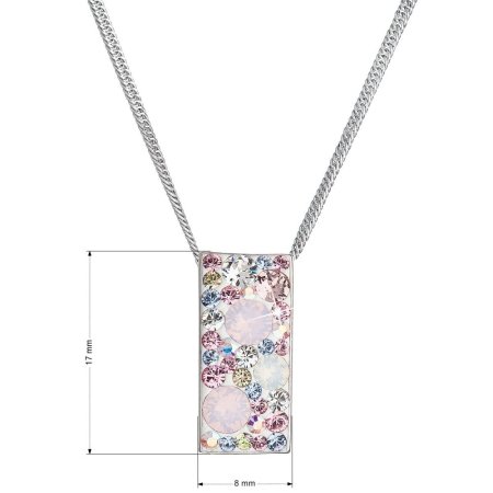 Strieborný náhrdelník so Swarovski kryštálmi ružový obdĺžnik 32074.3 Magic Rose