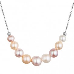 Strieborný náhrdelník s farebnými riečnymi perlami 22046.3 multi
