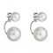 Strieborné náušnice dvojité s perlou z krištáľmi Preciosa biele okrúhle 31177.1
