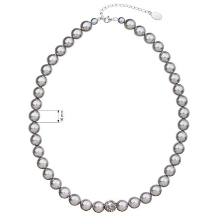 Náhrdelník šedá perla s křišťály Preciosa 32011.3 Light Grey