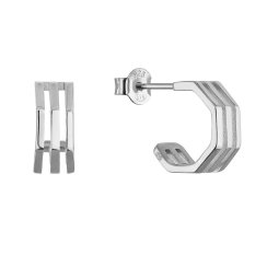 Strieborné náušnice hranaté polkruhy 61152