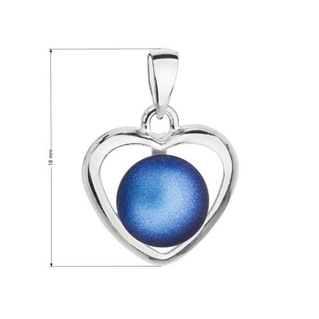 Strieborný prívesok s tmavo modrou matnou perlou srdca 34246.3 Dark Blue