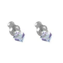 Náušnice fialové so Swarovski Elements kocka Vitrail Light 4 mm