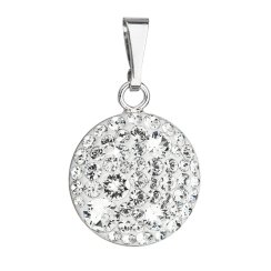 Strieborný prívesok s kryštálmi Swarovski biely okrúhly 34225.1 Krystal