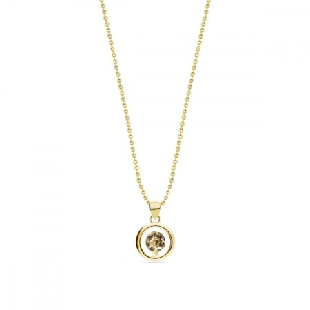 Náhrdelník hnedý so Swarovski Elements Punct Gold NCG1088SS18LCT Light Colorado Topaz