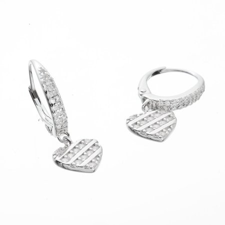 Stříbrné náušnice se zavěšeným srdíčkem 11607.1