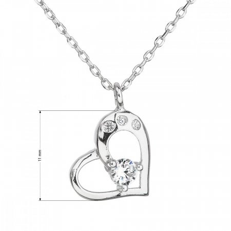 Strieborný náhrdelník so zirkónom biele srdce 12022.1