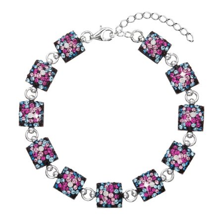 Strieborný náramok so Swarovski kryštálmi mix farieb 33047.4 Galaxy
