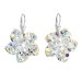 Stříbrné náušnice visací s krystaly Swarovski AB efekt kytička 31130.2 AB