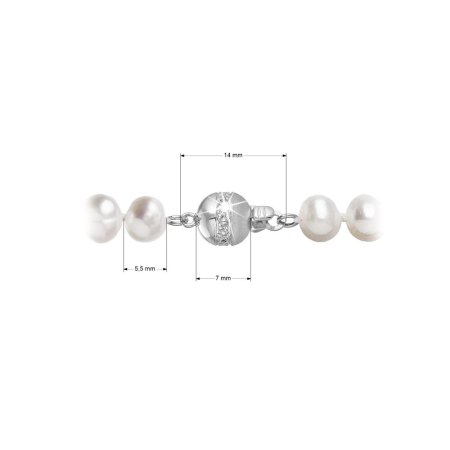 Perlový náramok z riečnych perál so zapínaním z bieleho 14 karátového zlata 823001.1/9266B biely