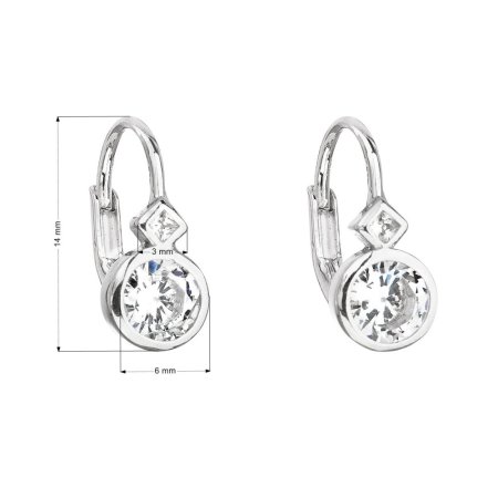 Strieborné náušnice visiace so zirkónom v bielej farbe 11215.1