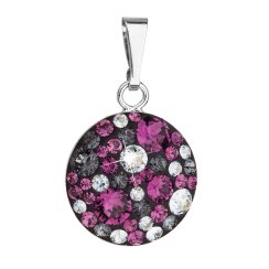 Stříbrný přívěsek s krystaly Swarovski fialový kulatý 34225.3 Dark Amethyst
