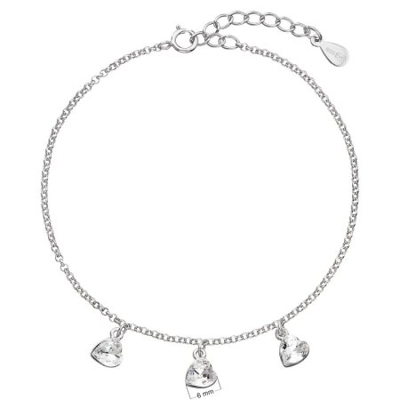 Stříbrný náramek se Swarovski krystaly bílé srdce 33108.1 Krystal