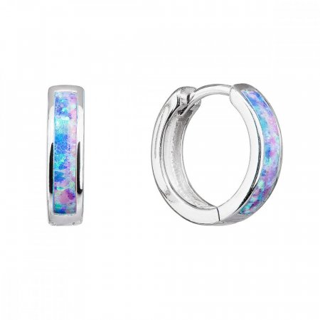 Strieborné náušnice kruhy so syntetickým opálom dúhové 11402.3 Rainbow s. Opal