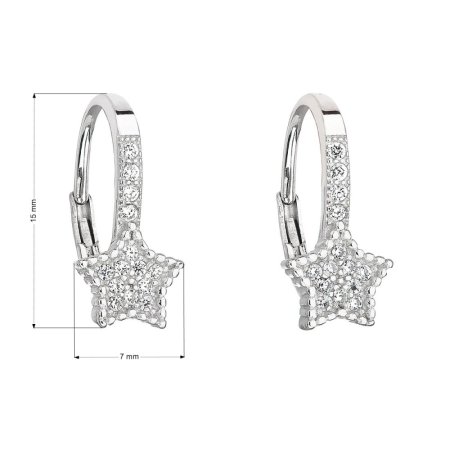 Stříbrné náušnice visací se zirkonem bílá hvězdička 11187.1