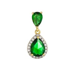 Pozlacený přívěsek zelená kapka 14071.3 green