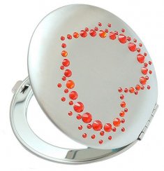 Kosmetické kapesní zrcátko se Swarovski Elements červené srdce EL-23.2