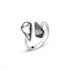 Prsteň číry-sivý sa Swarovski Elements Kite P4731CSN Krystal-Silver Night
