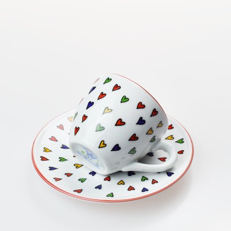 Porcelánový hrnek s podšálkem na espresso srdce Milada 90 ml