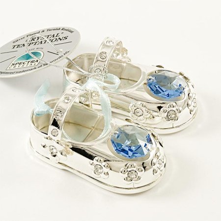 Kovová postříbřená figurka botičky chlapecké s krystaly Swarovski Elements