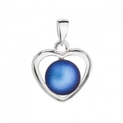 Strieborný prívesok s tmavo modrou matnou perlou srdca 34246.3 Dark Blue