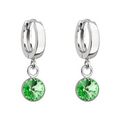Stříbrné visací náušnice kroužky se Swarovski krystalem 31300.3 Peridot