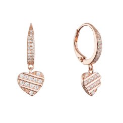 Pozlacené stříbrné náušnice se zavěšeným srdíčkem 11720.1 rose gold