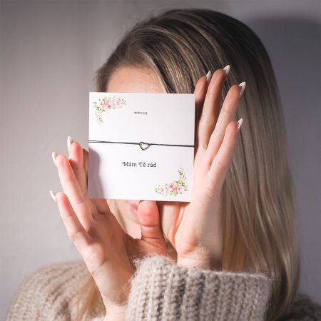 Kabbalah náramek s pozlaceným srdíčkem 13043.3 black