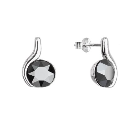 Strieborné náušnice kôstky so Swarovski kryštálmi čierne 31313.5 Hematite