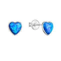 Strieborné náušnice so syntetickým opálom modré srdce 11337.3 Blue s. Opal