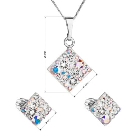 Sada šperkov s kryštálmi Swarovski náušnice, retiazka a prívesok ab efekt kosoštvorec 39126.2 AB