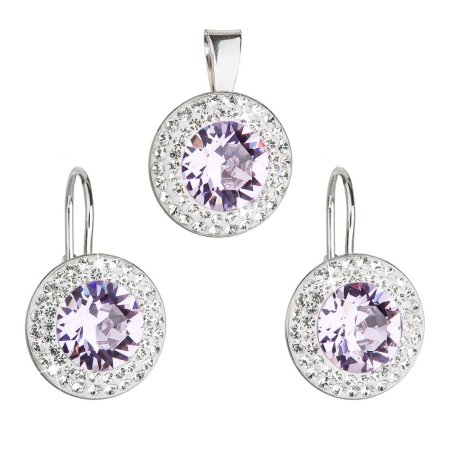 Sada šperkov s kryštálmi Swarovski náušnice a prívesok fialovej okrúhle 39107.3 Violet